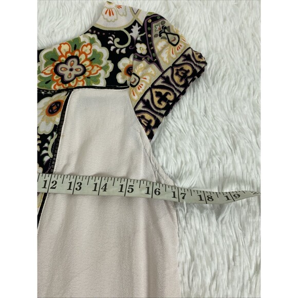 Vanessa Virginia Anthropologie Top Augustina Size S Fringed Boho Floral Beige - Picture 8 of 14